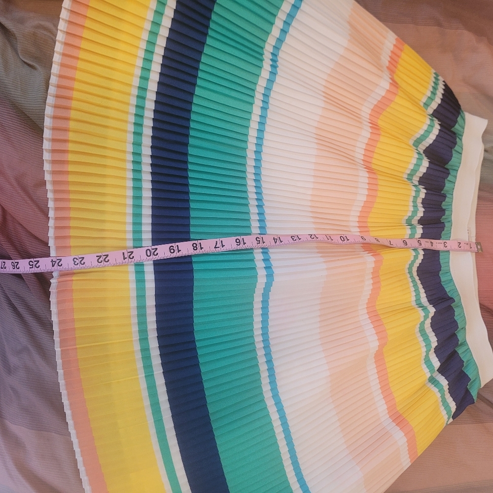 Merona Women's Skirt Pleated Multicolor Colorblock Rainbow Size Large - Picture 3 of 12